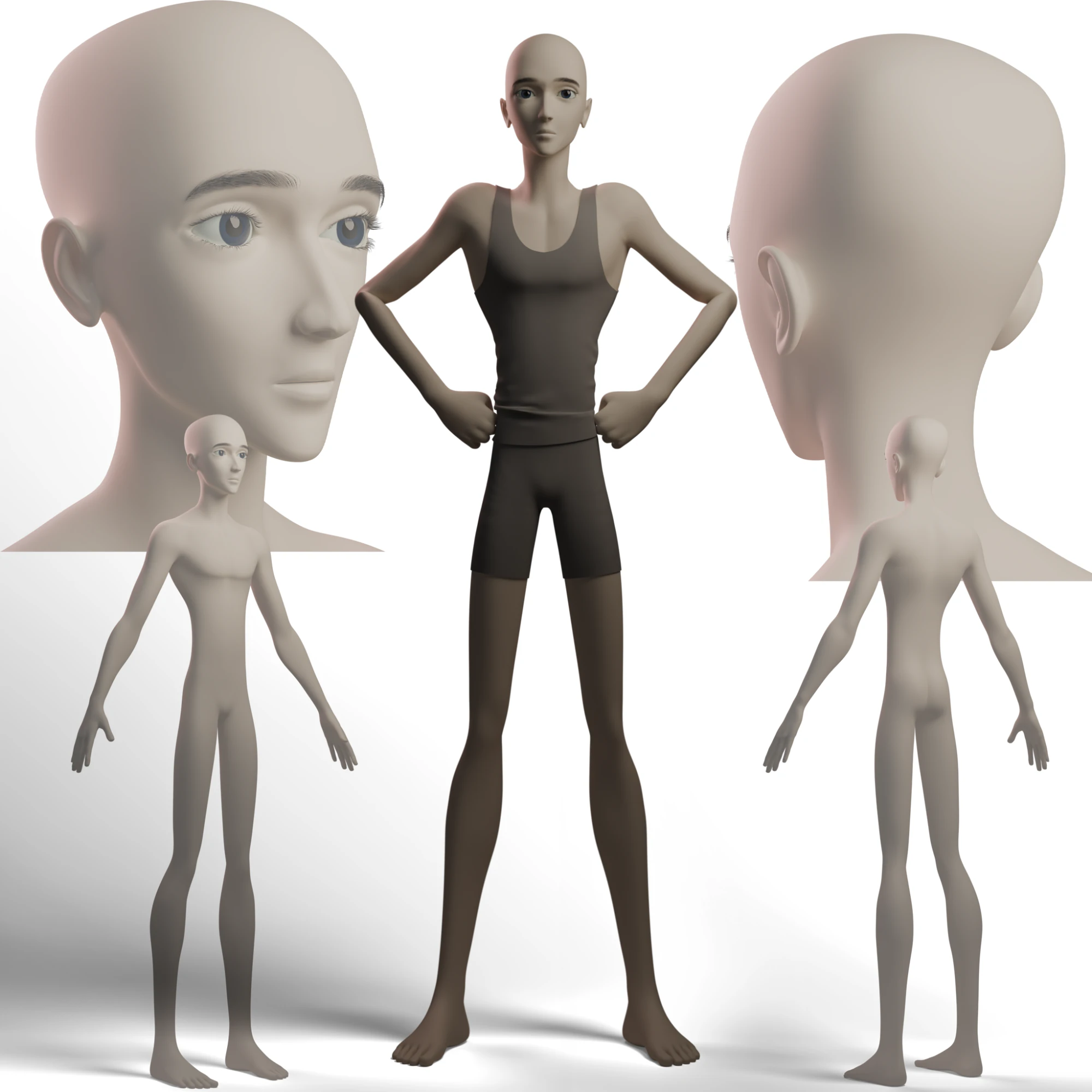 Stylized Boy Basemesh 3D Model .c4d .max .obj .3ds .fbx .stl .blend