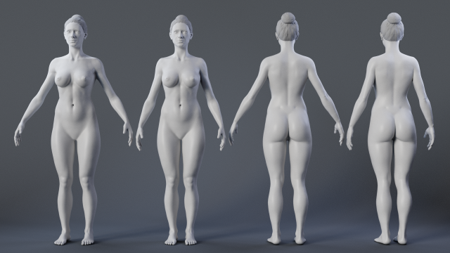 Body Female 1 2 3D 模型 .c4d .max .obj .3ds .fbx .stl .blend 
