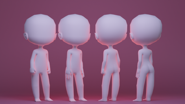 Chibi Boy Girl 3 Modello 3D .c4d .max .obj .3ds .fbx .stl .blend 