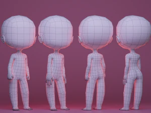 Chibi ni&ntilde;o ni&ntilde;a 3 Modelo 3D