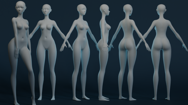 Girl Basemesh 3D Modell .c4d .max .obj .3ds .fbx .stl .blend 