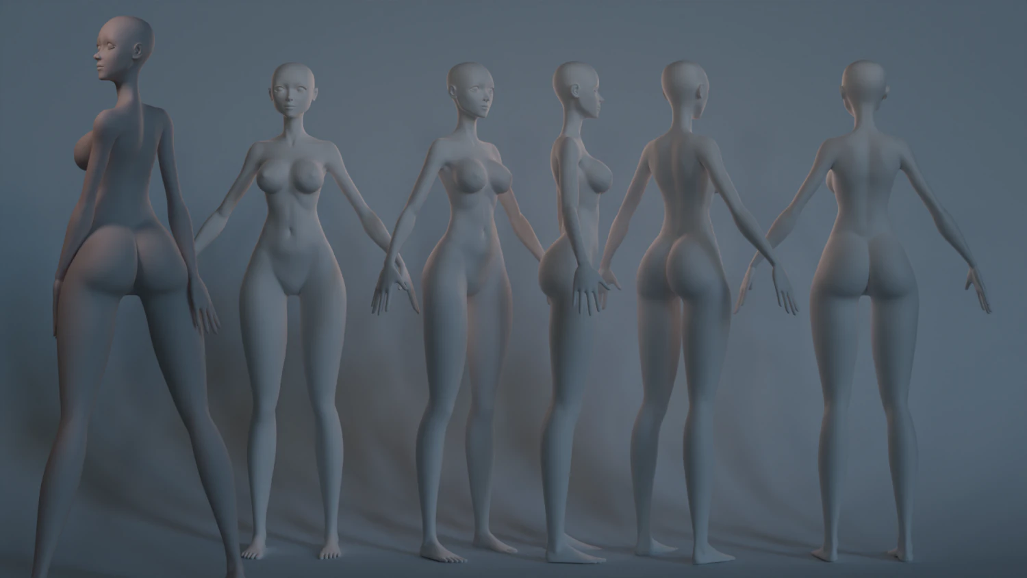 Stylized Girl Basemesh 3D Model .c4d .max .obj .3ds .fbx .stl .blend 
