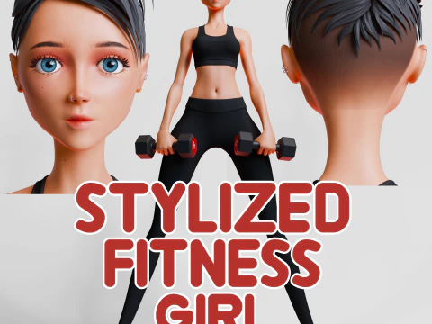 Stylizowana dziewczyna fitness Model 3D