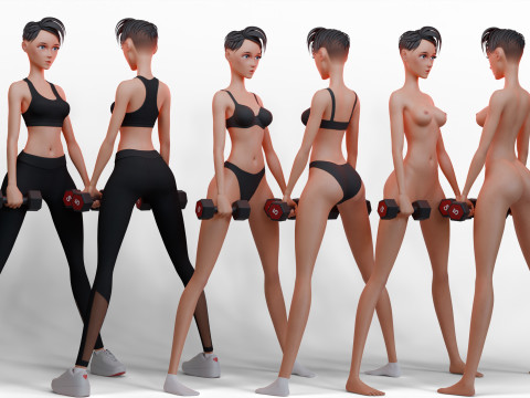 Stylized Fitness Girl 3D Model