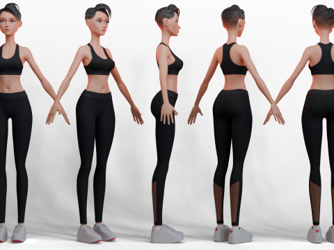 Stylized Fitness Girl 3D Model