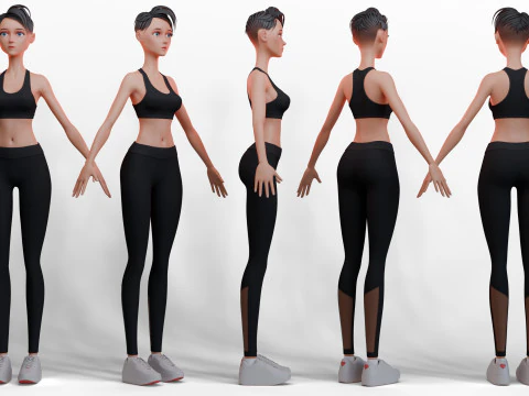 Stylized Fitness Girl 3D Model