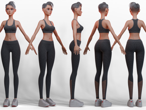 Stylized Fitness Girl 3D Model