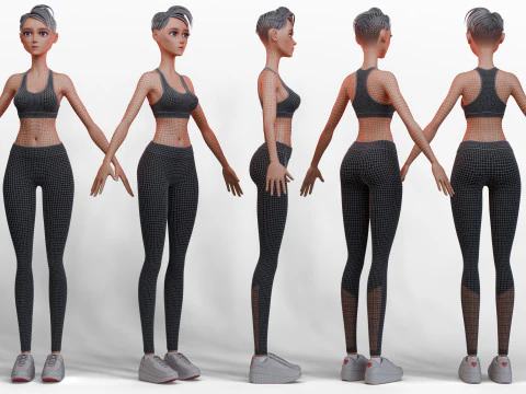 Stylized Fitness Girl 3D Model