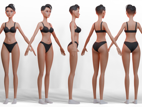 Stylized Fitness Girl 3D Model