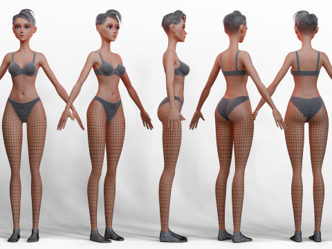 Stylized Fitness Girl 3D Model