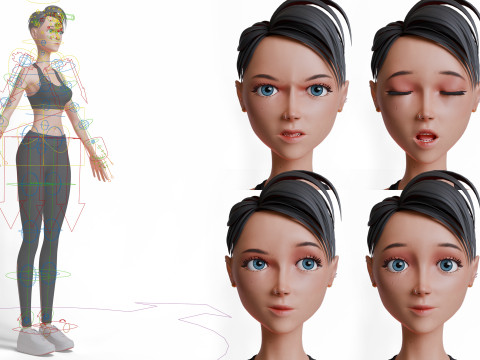 Stylized Fitness Girl 3D Model