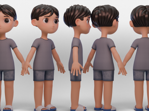 Stylized Chibi Boy 3D 모델
