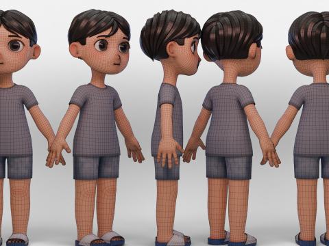 Stylized Chibi Boy 3D 모델