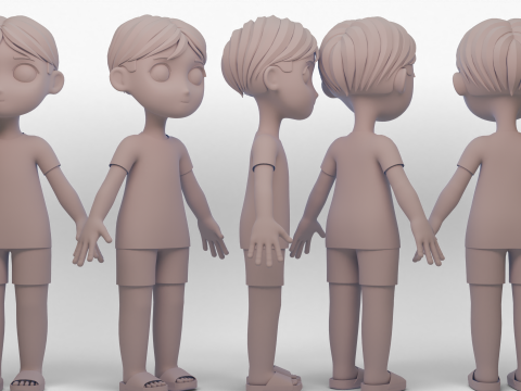 Stylized Chibi Boy 3D 모델
