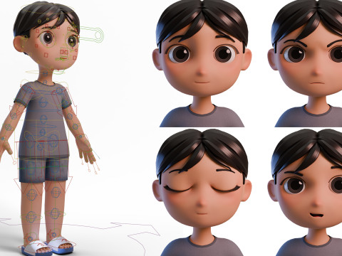 Stylized Chibi Boy 3D 모델