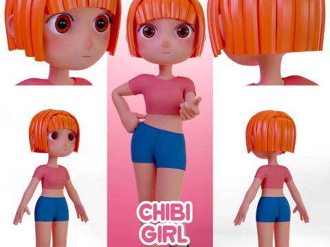 Stylized Chibi Girl Modelo 3D