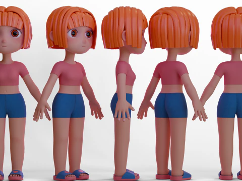 Stylized Chibi Girl 3D Model