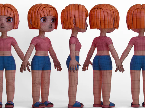 Stylized Chibi Girl 3D Model