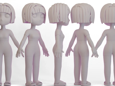 Stylized Chibi Girl 3D Model