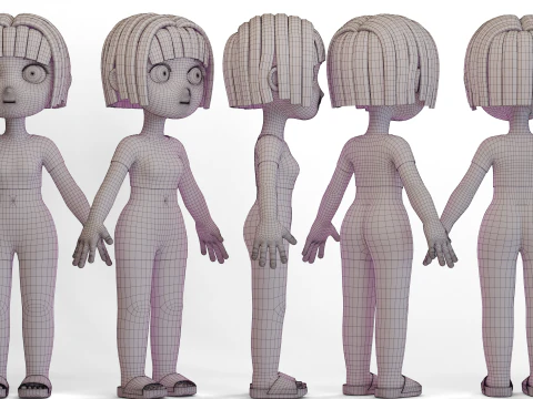 Stylized Chibi Girl 3D Model