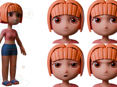 Stylized Chibi Girl 3D Model