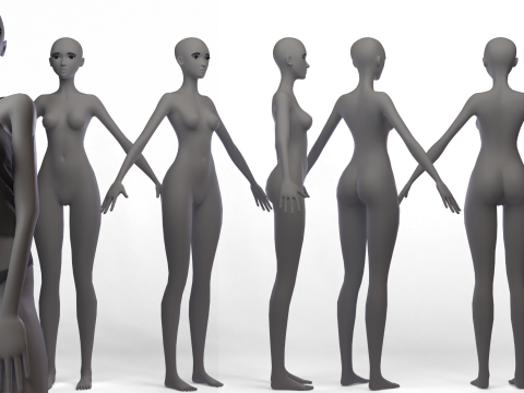 Basemesh Stylized Girl 4 Modèle 3D