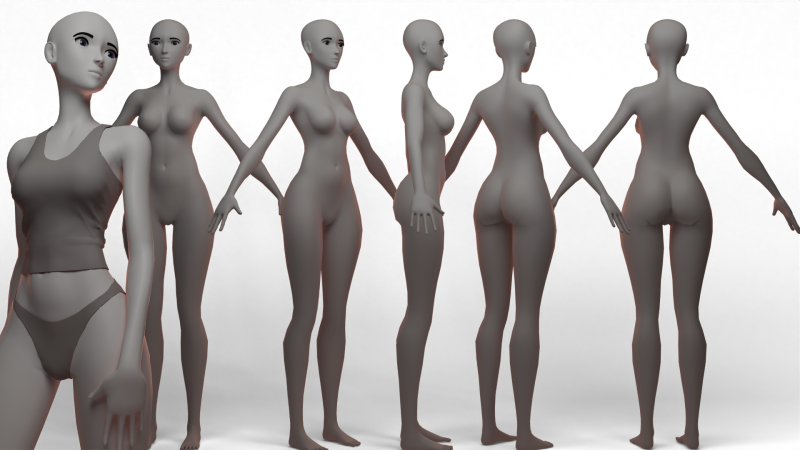 Basemesh Stylized Girl 3 Modèle 3D .c4d .max .obj .3ds .fbx .stl .blend 