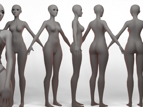 Basemesh Stylized Girl 3 Modelo 3D
