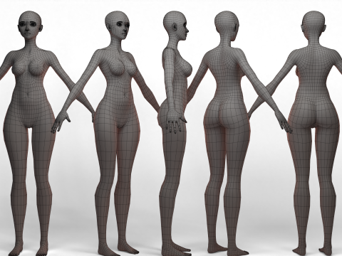 Basemesh Stylized Girl 3 Modèle 3D