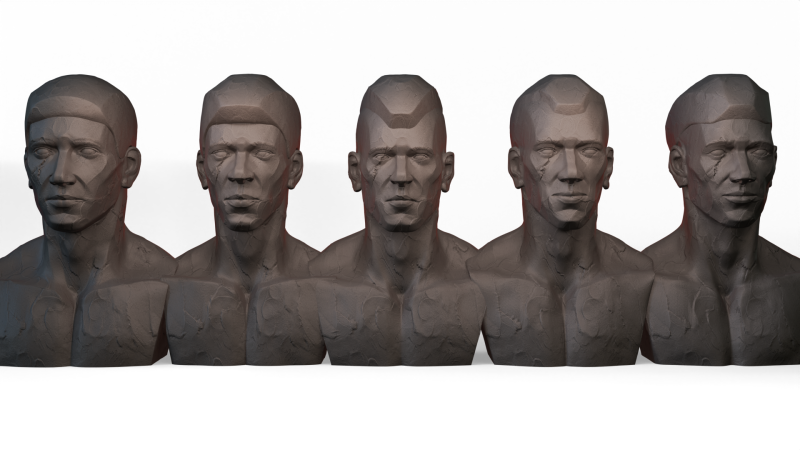 Head Stylized Men Model 3D .c4d .max .obj .3ds .fbx .stl .blend 