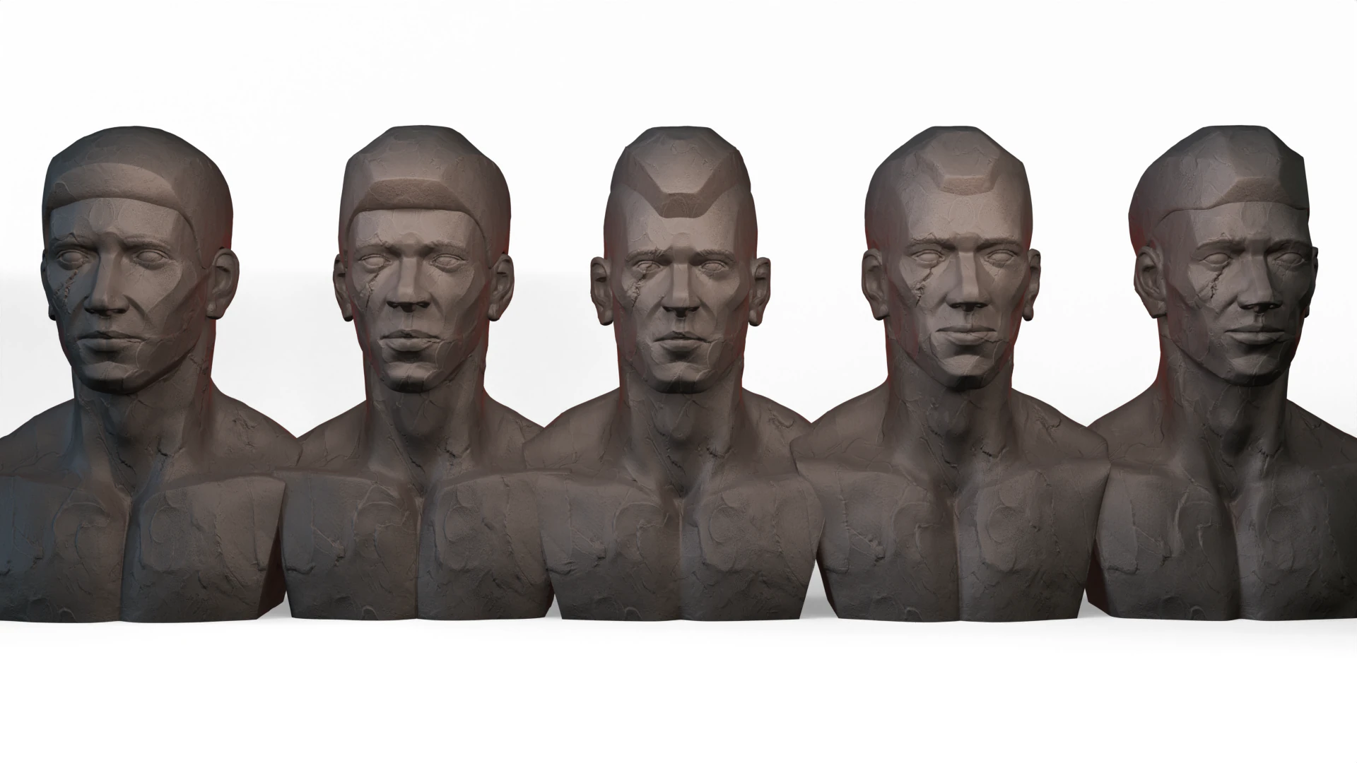 Head Stylized Men 3D Model .c4d .max .obj .3ds .fbx .stl .blend 