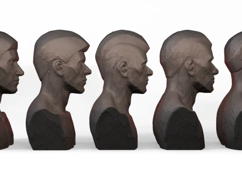 Head Stylized Men 3D Model