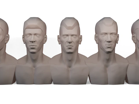 Head Stylized Men 3D Model