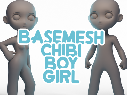 Chibi Boy Girl v2 3D Model
