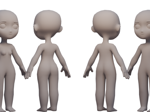 Chibi Boy Girl v2 3Dモデル