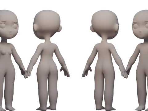 Chibi Boy Girl v2 3D Model
