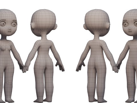 Chibi Boy Girl v2 3Dモデル