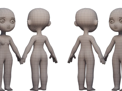 Chibi Boy Girl v2 3D Model