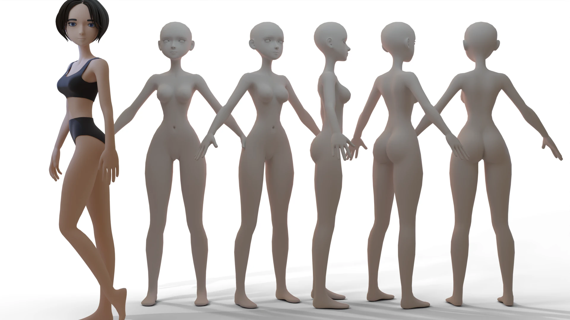 Girl Basemesh 3D Model .c4d .max .obj .3ds .fbx .stl .blend 