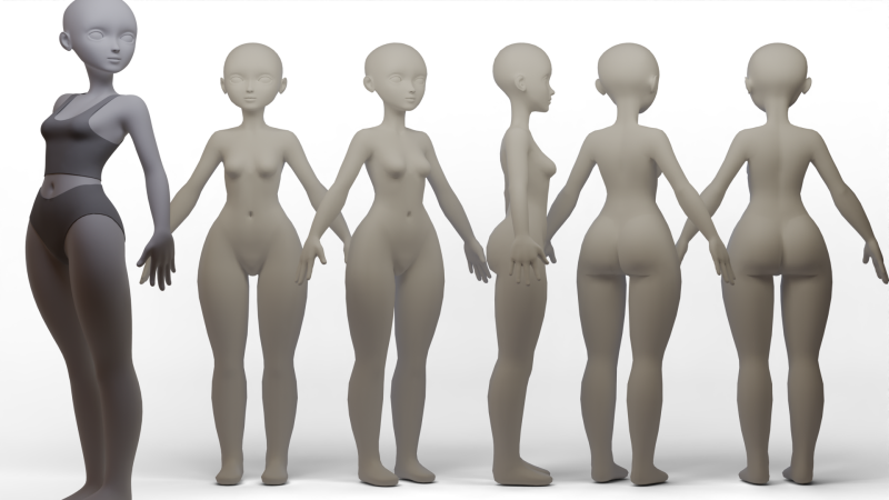 Basemesh Girl 3D Модель .c4d .max .obj .3ds .fbx .stl .blend 