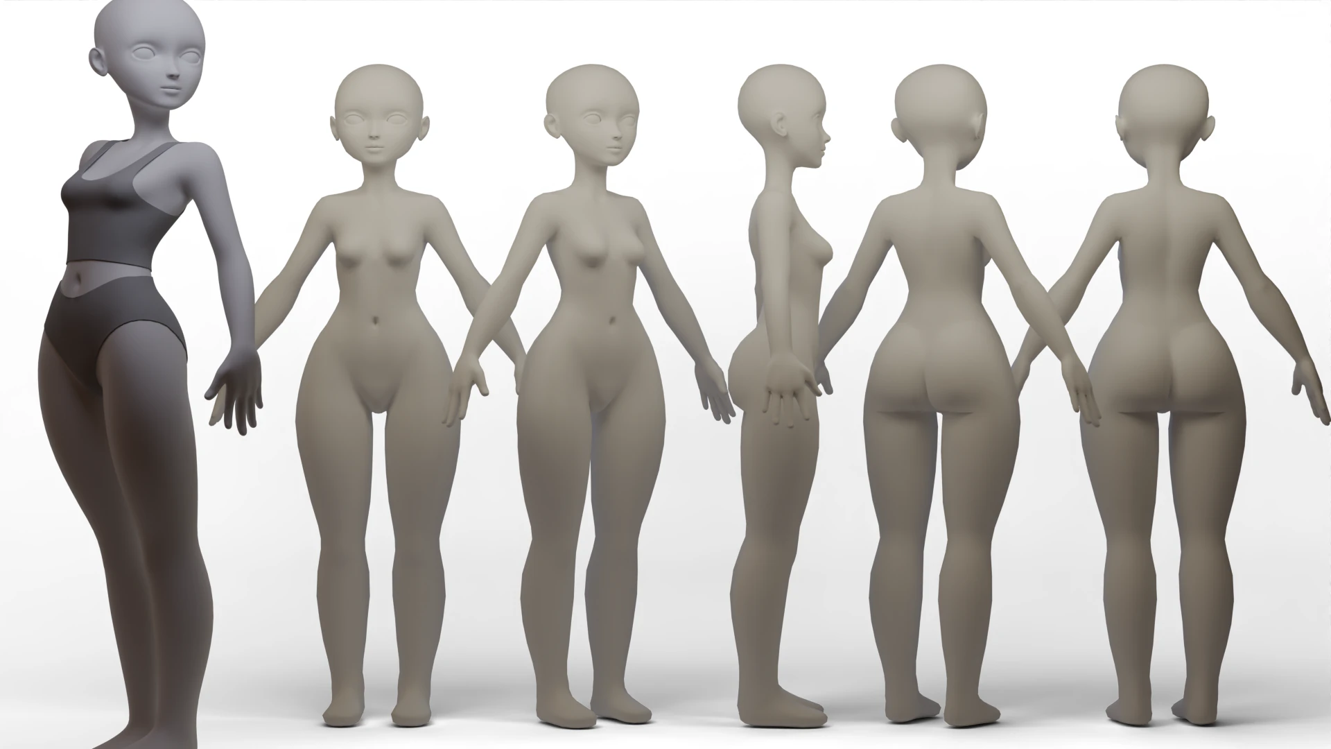 Basemesh Girl 3D Model .c4d .max .obj .3ds .fbx .stl .blend 