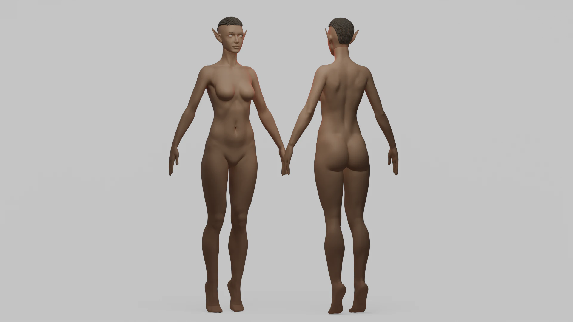 Elf Female Basemesh 3D Model .c4d .max .obj .3ds .fbx .stl .blend 