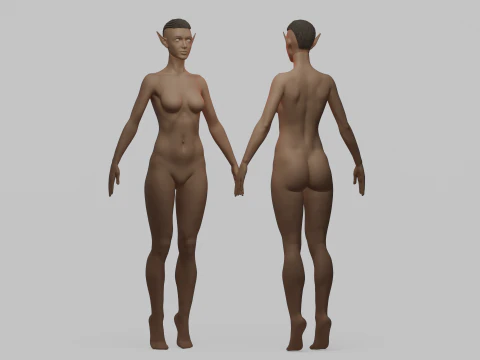 Elfo F&ecirc;mea Basemesh Modelo 3D