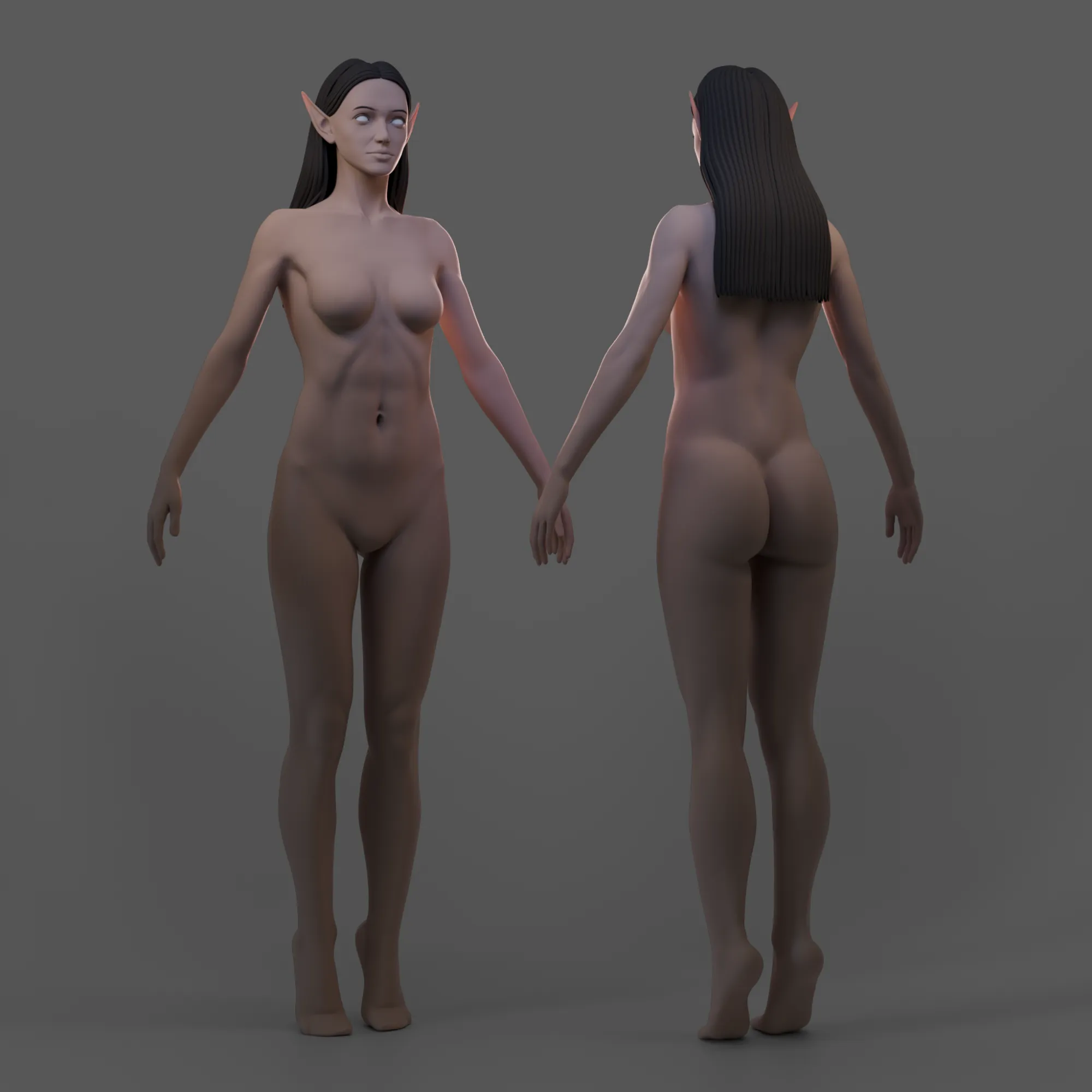 Elf Female Basemesh 3D Model .c4d .max .obj .3ds .fbx .stl .blend 