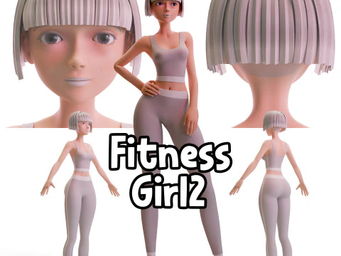 Ragazza fitness stilizzata 2 Modello 3D