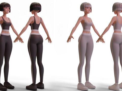 Stylized Fitness Girl 2 Modello 3D