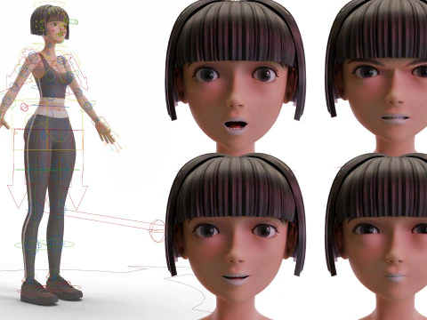 Ragazza fitness stilizzata 2 Modello 3D