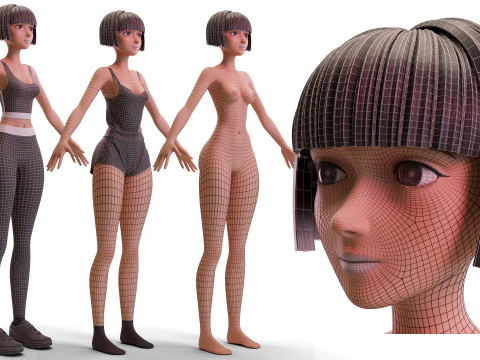 Ragazza fitness stilizzata 2 Modello 3D