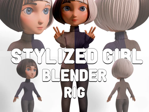 Garota estilizada Modelo 3D