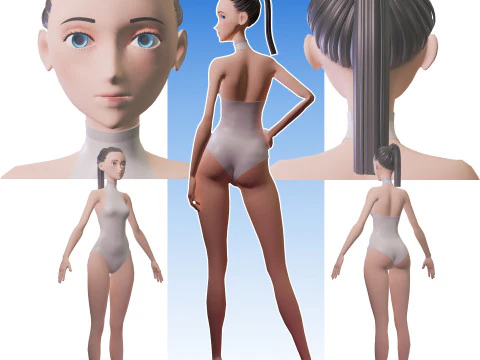 Chica estilizada Basemesh 2 Modelo 3D
